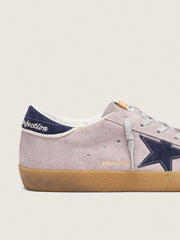 Women’s Super-Star in lilac suede with midnight blue suede star and heel tab