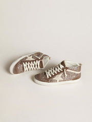 Women's Mid Star in glitter with pearl suede star and brown suede inserts