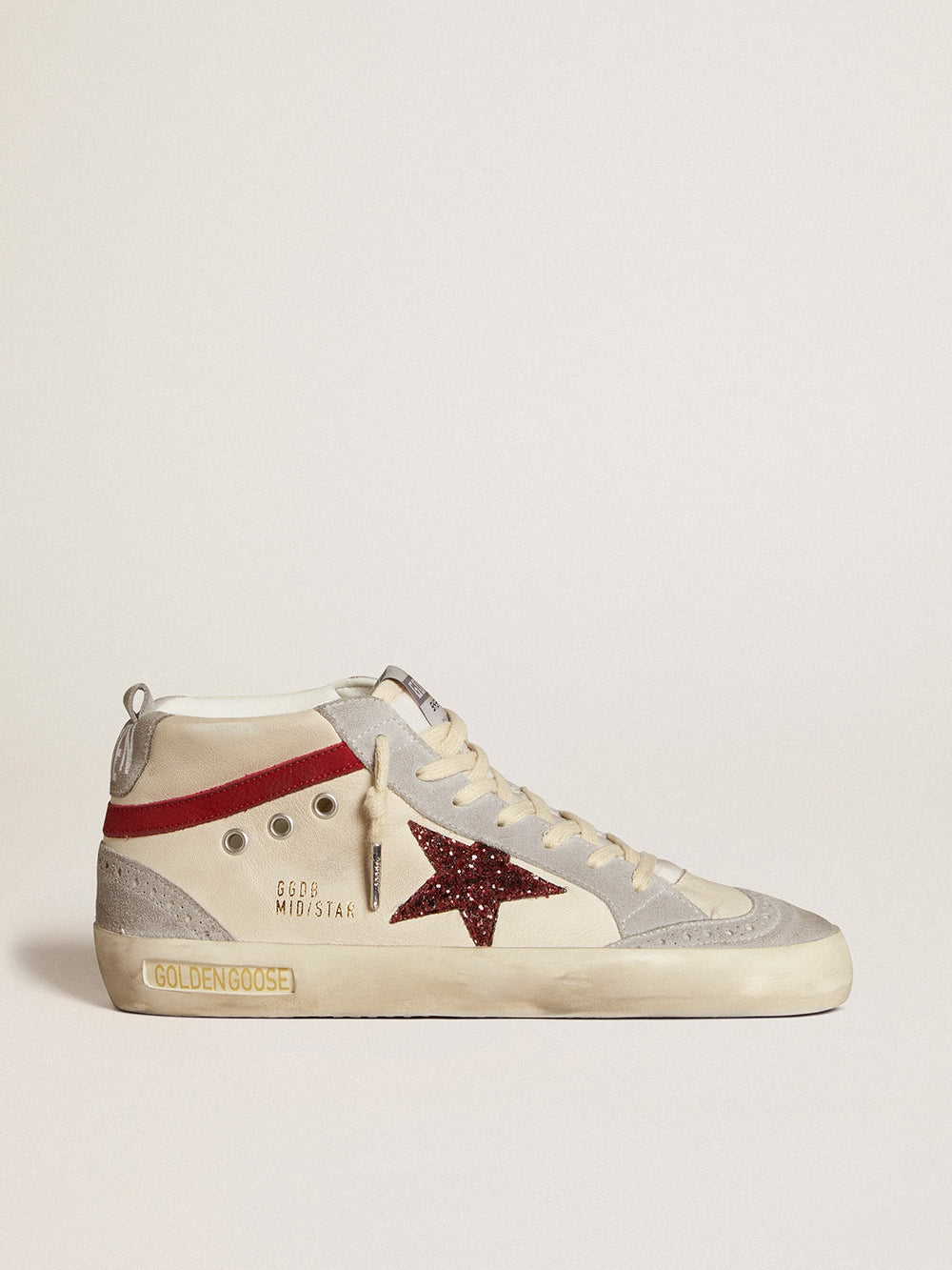 Women’s Mid Star in leather with glitter star and red nubuck flash