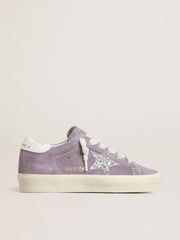 Women's Hi Star in purple suede with silver glitter star