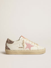 Hi Star in white leather with pink suede star and pink glitter heel tab