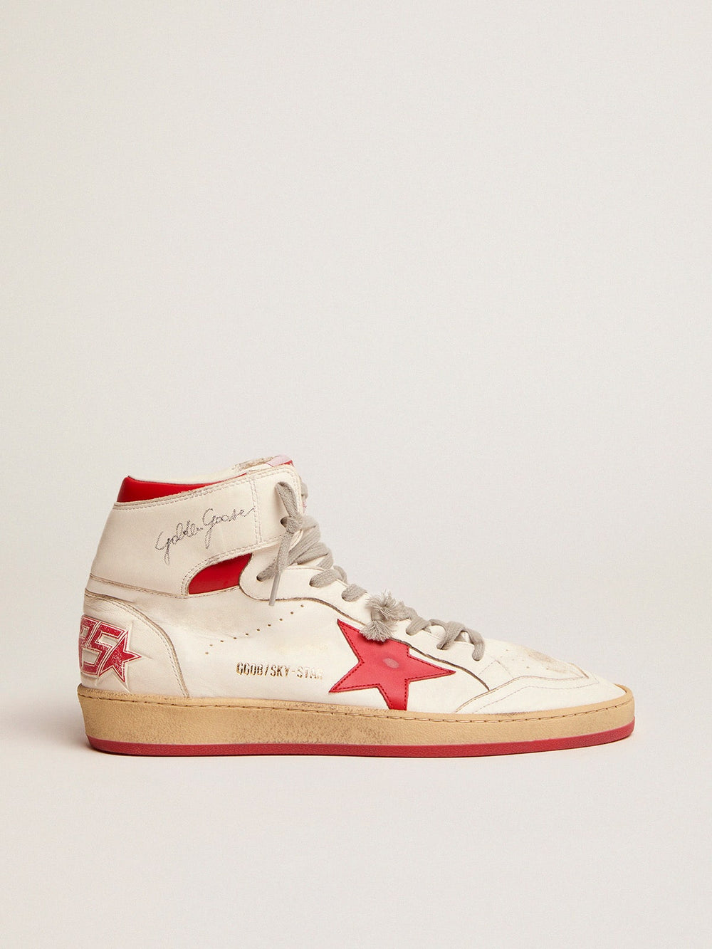 Women's Sky-Star in white nappa with red star and heel tab
