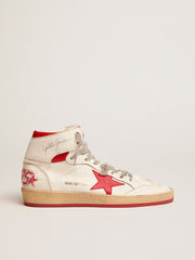 Women's Sky-Star in white nappa with red star and heel tab