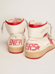 Women's Sky-Star in white nappa with red star and heel tab