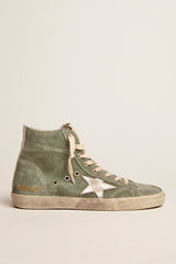 Francy in green suede with silver metallic leather star
