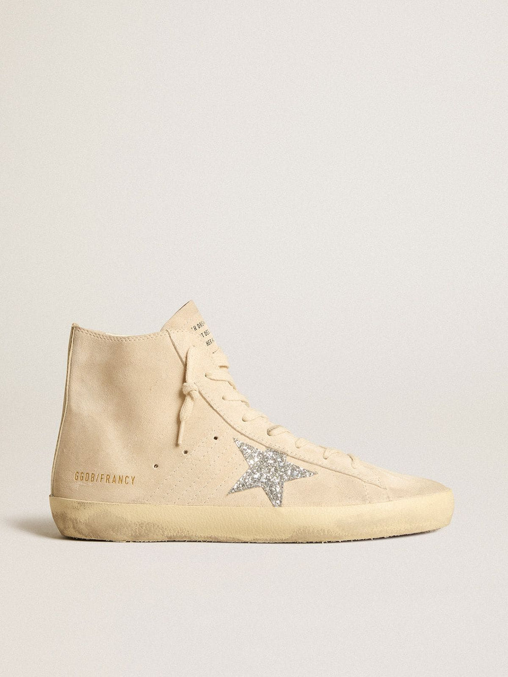 Women's Francy in beige suede with silver glitter star
