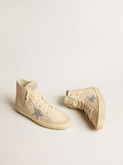Women's Francy in beige suede with silver glitter star