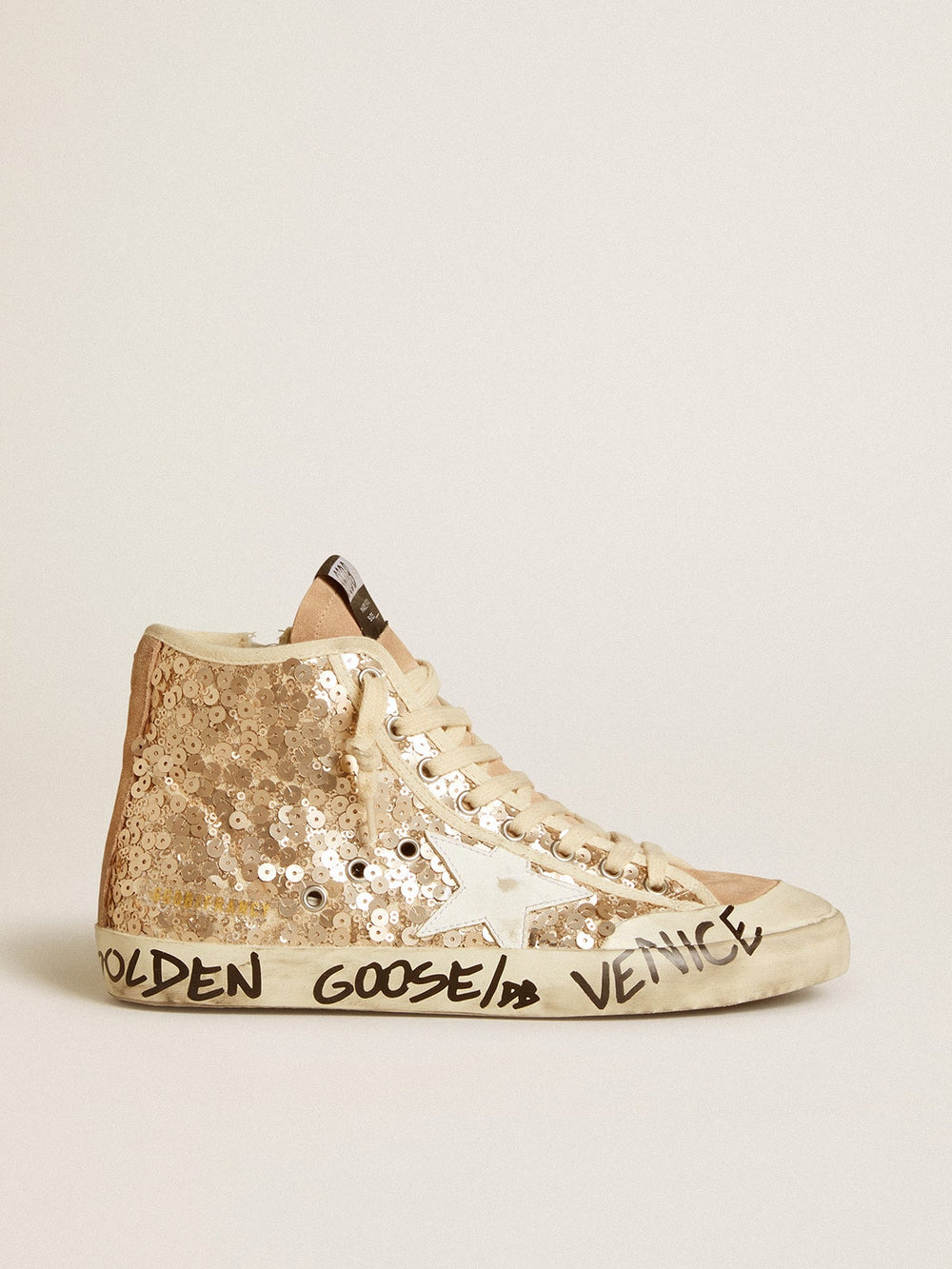 Francy Penstar in sequins with leather star and suede inserts