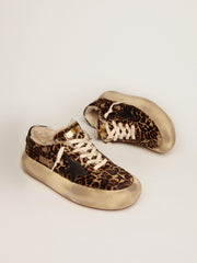 Women's Space-Star shoes in animal-print pony skin with shearling lining