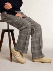 Women’s Space-Star shoes in beige shearling with white leather star and metallic leather heel tab