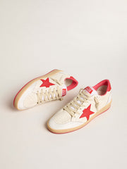 Women’s Ball Star Wishes in white leather with a red star and heel tab