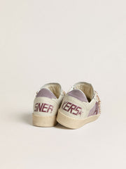 Women’s Ball Star in lilac suede with burgundy leather star and lilac suede heel tab