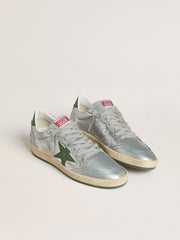 Women's Ball Star in silver nylon with green leather star and heel tab
