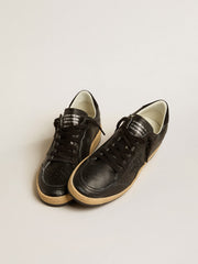 Women’s Ball Star in black nappa with black glitter star and suede heel tab