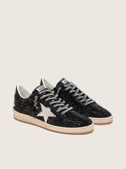 Ball Star in black suede with white star and Swarovski crystals