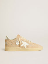 Ball Star in suede and Swarovski crystals with leather star and metallic heel tab