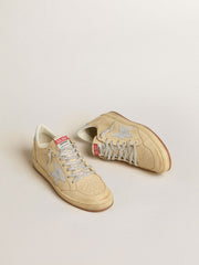 Women's Ball Star LTD in cream-colored leather with light gray leather star and heel tab