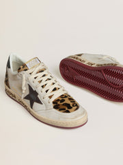 Women's Ball Star with brown leather star and leopard-print pony skin tongue