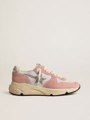 Women's Running Sole in gray mesh and suede with silver glitter star