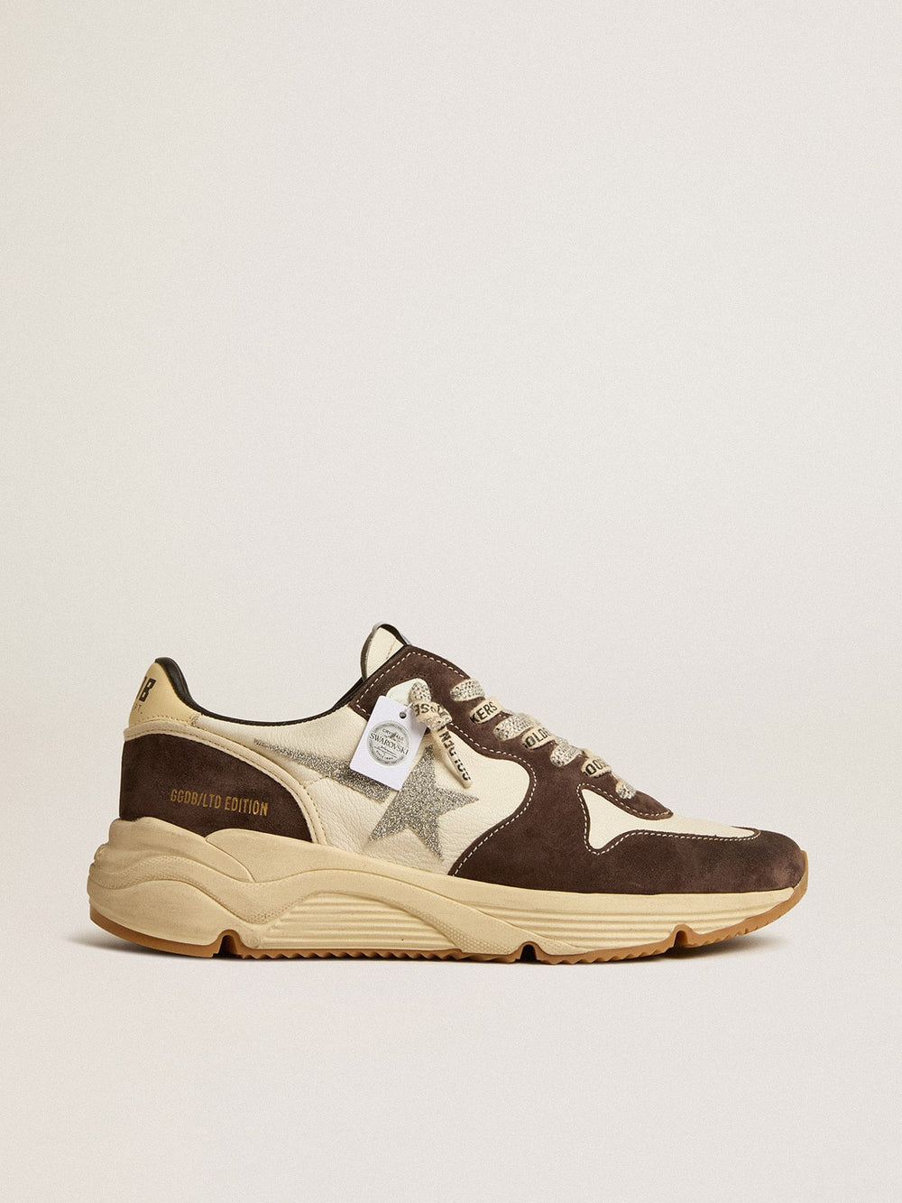 Women's Running Sole in nappa and brown suede with a Swarovski crystal star