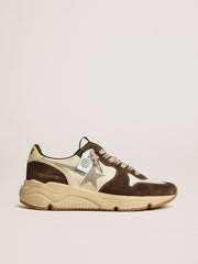 Women's Running Sole in nappa and brown suede with a Swarovski crystal star