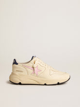 Women's Running Sole in nappa leather with pink leather star and blue leather heel tab