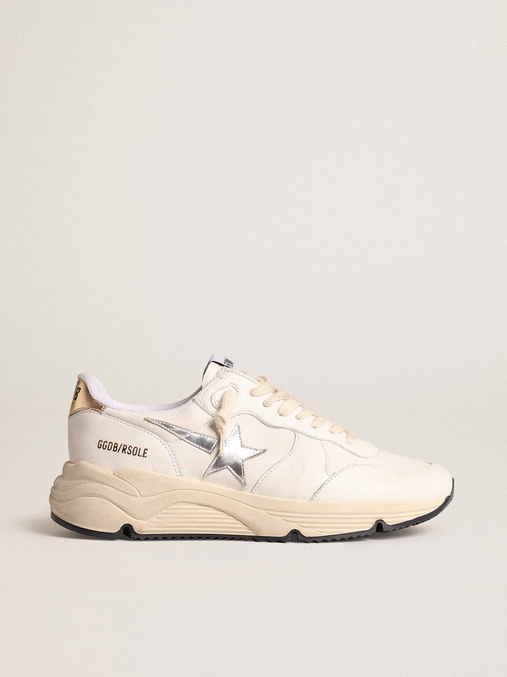 Running Sole in nappa with silver star and gold leather heel tab