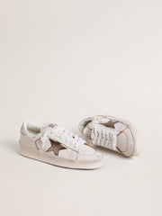 Stardan in nappa leather with metallic silver leather star and pink suede heel tab