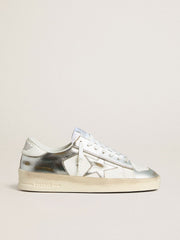 Stardan in silver foiled leather with white heel tab