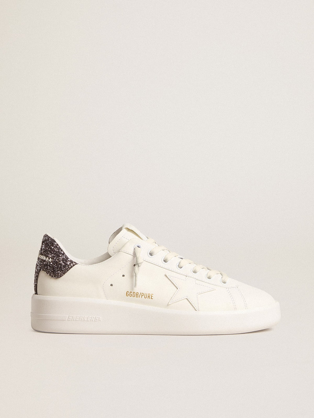 Women’s Purestar with white leather star and anthracite glitter heel tab