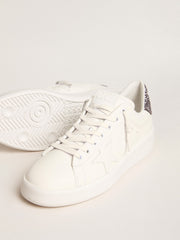 Women’s Purestar with white leather star and anthracite glitter heel tab