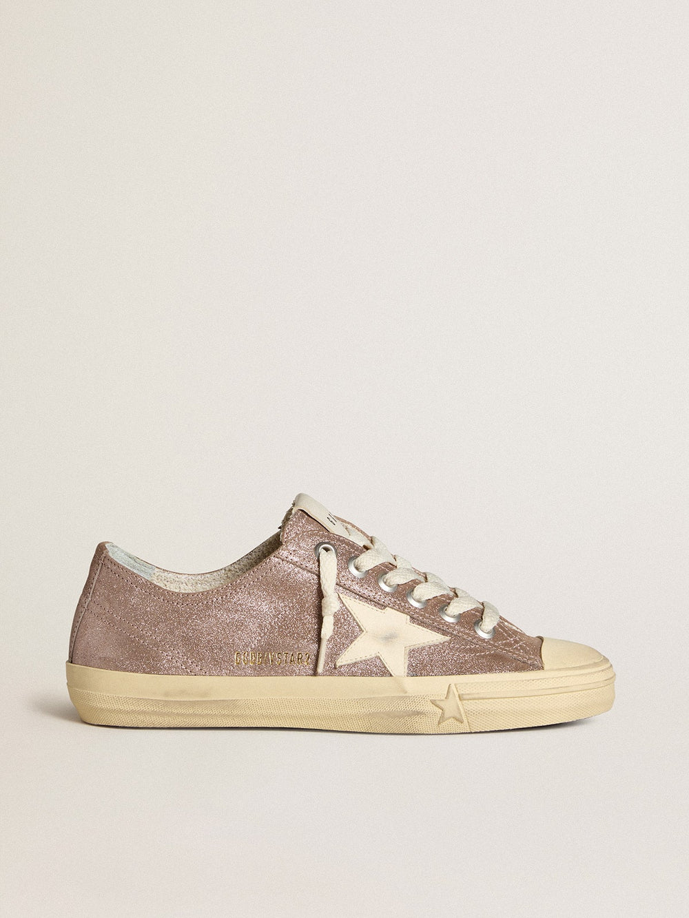 Women's V-Star in light brown metallic suede with cream leather star