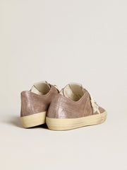 Women's V-Star in light brown metallic suede with cream leather star