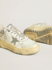 Women’s Forty2 in white leather with laces with Swarovski crystals and gray TPU star