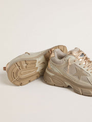 Women’s Lightstar in dove-gray leather and mesh with beige TPU star