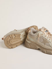 Women’s Lightstar in dove-gray leather and mesh with beige TPU star