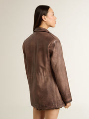Women's brown leather jacket