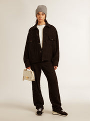 Women’s black denim jacket with embroidery