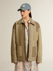 Unisex padded jacket in shades of khaki