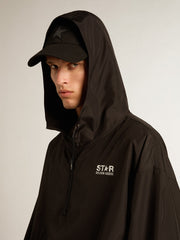 Black windbreaker with hood