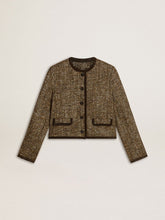 Women's Journey jacket in wool tweed with coffee-colored suede details