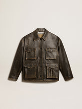 Women's aged brown nappa leather jacket