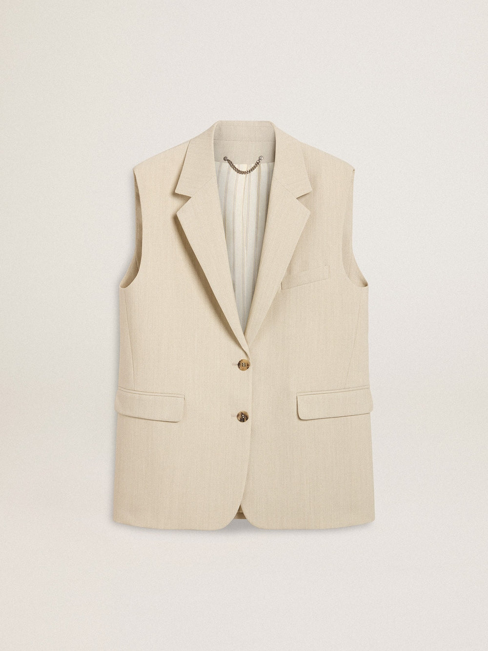 Women's khaki wool blend vest jacket