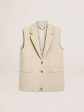 Women's khaki wool blend vest jacket