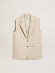 Women's khaki wool blend vest jacket