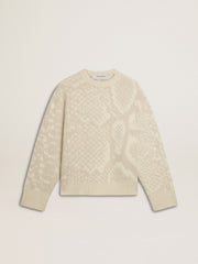 Women’s beige CNY sweater with patterns