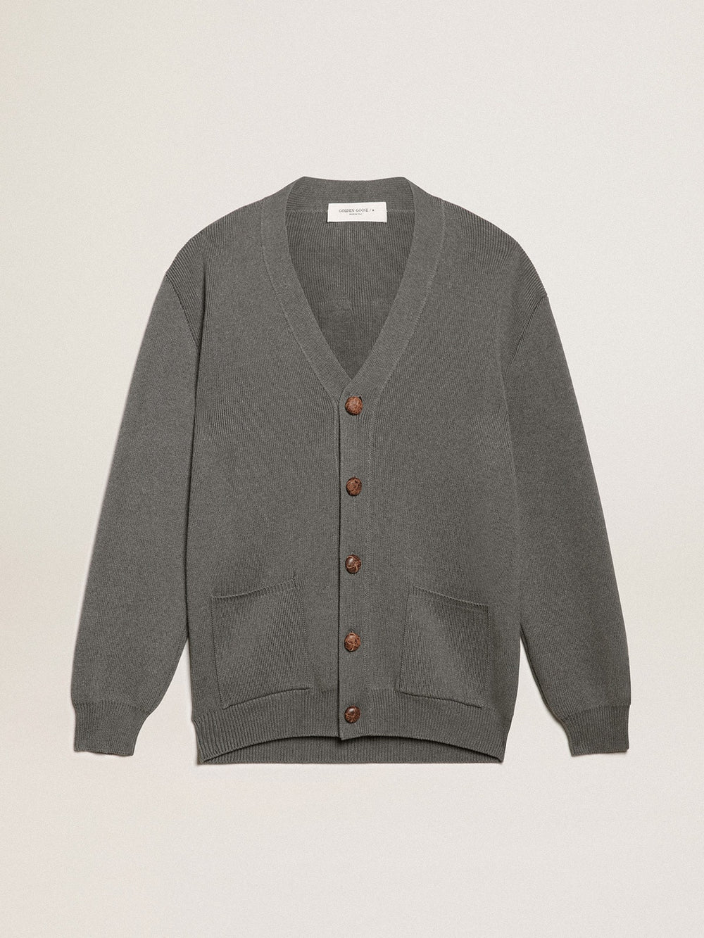 Women's grey cotton cardigan with buttons Golden Goose