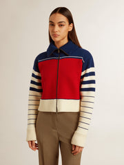 Women’s multicolor striped wool cropped sweatshirt