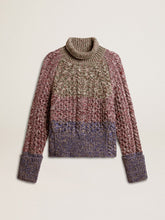 Women's multicolored high neck sweater with mouliné yarn