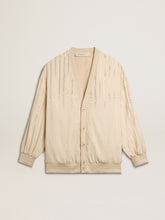 Women's silk and viscose cardigan with pinstripe motif